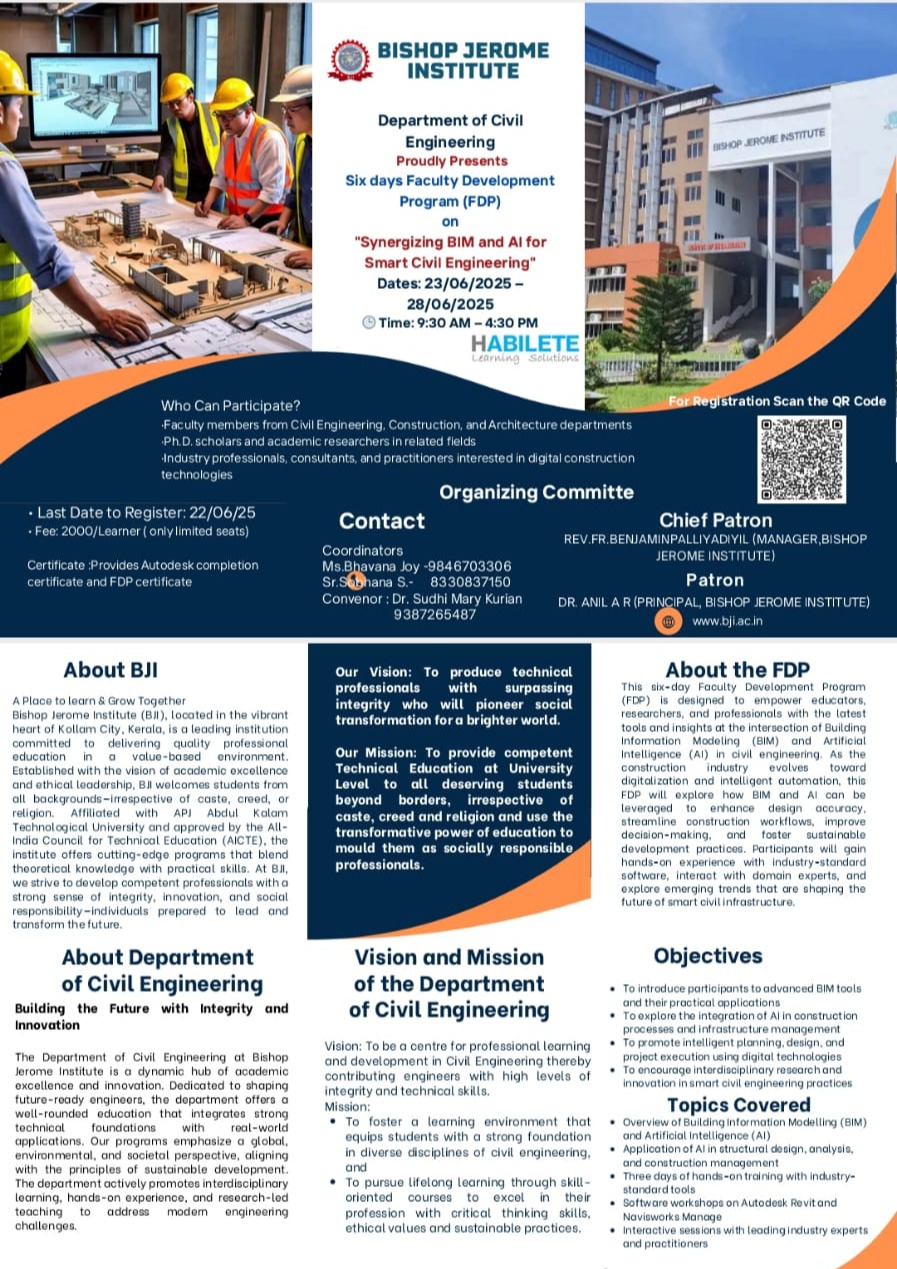 Faculty Development Program (FDP) on Synergizing BIM and AI for Smart Civil Engineering